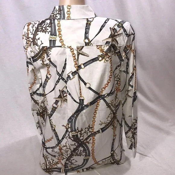 Susan Graver Size 6 Chain Design Button Down Shirt. New Without Tags - Picture 5 of 5